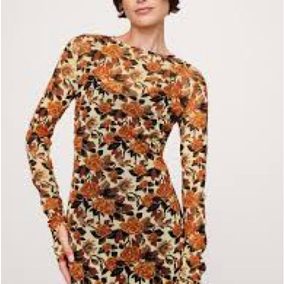 Banana Republic floral printed mesh maxi dress sz medium 8-10 thumbholes - Picture 4 of 11